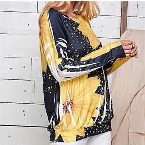 Blumin Women’s Plus Blouse Sunflower Shirt Top sz 1X NEW # J-261